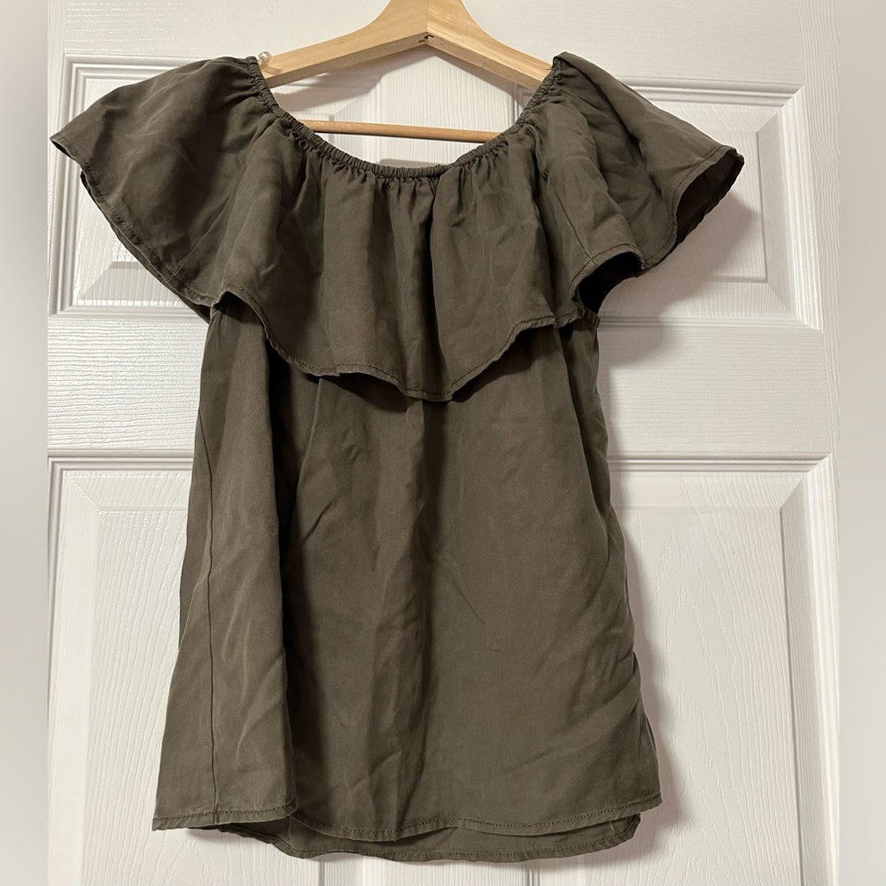 Olive green off the shoulder top